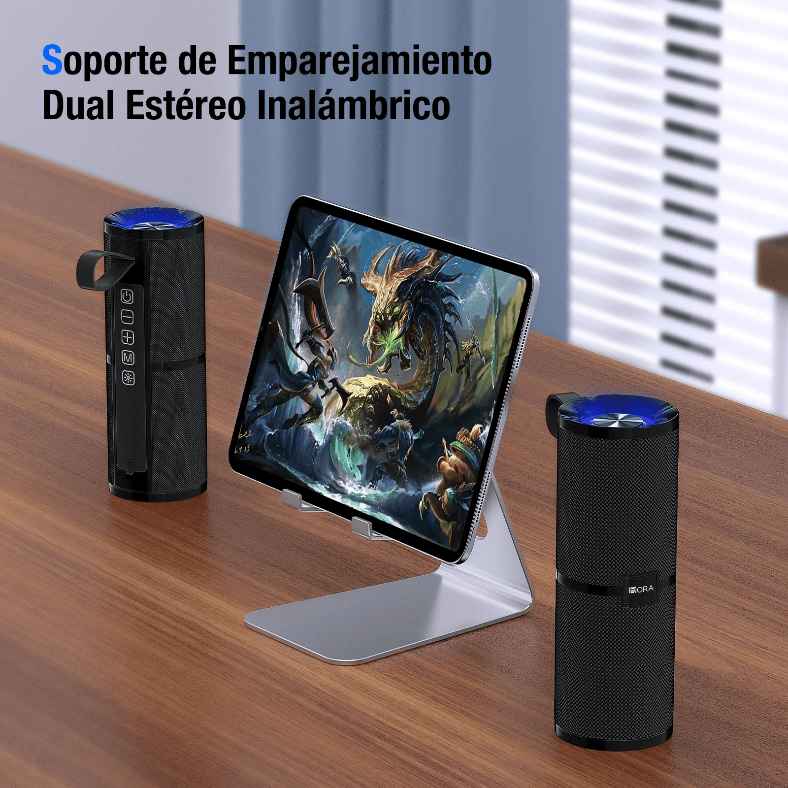 Parlante Bluetooth Negro/Rojo con Luces BOC060