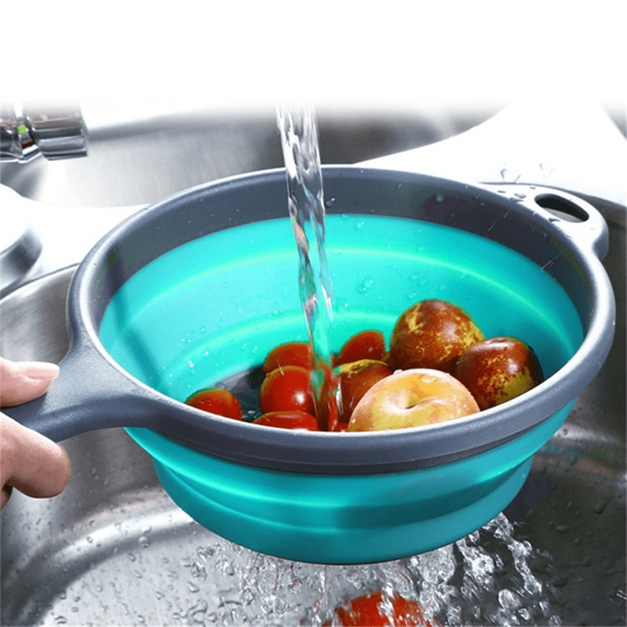 Colador Escurridor Silicona Plegable Para Frutas Y Verduras