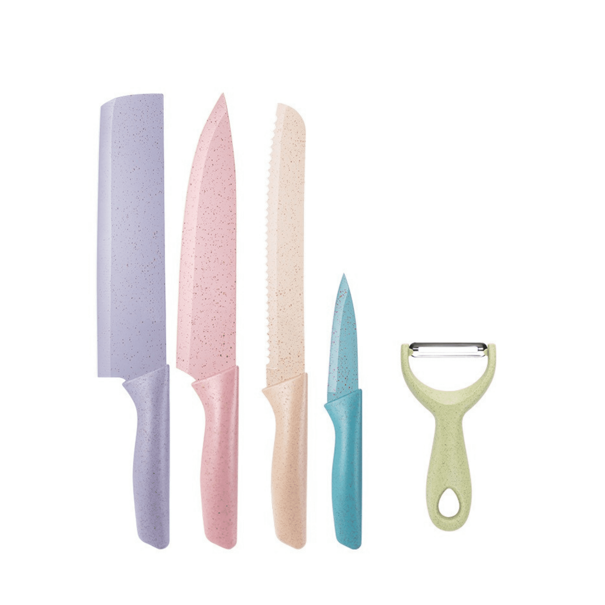 Juego Kit De Cuchillos 6 En 1 Con Pelapapas Antiadherente