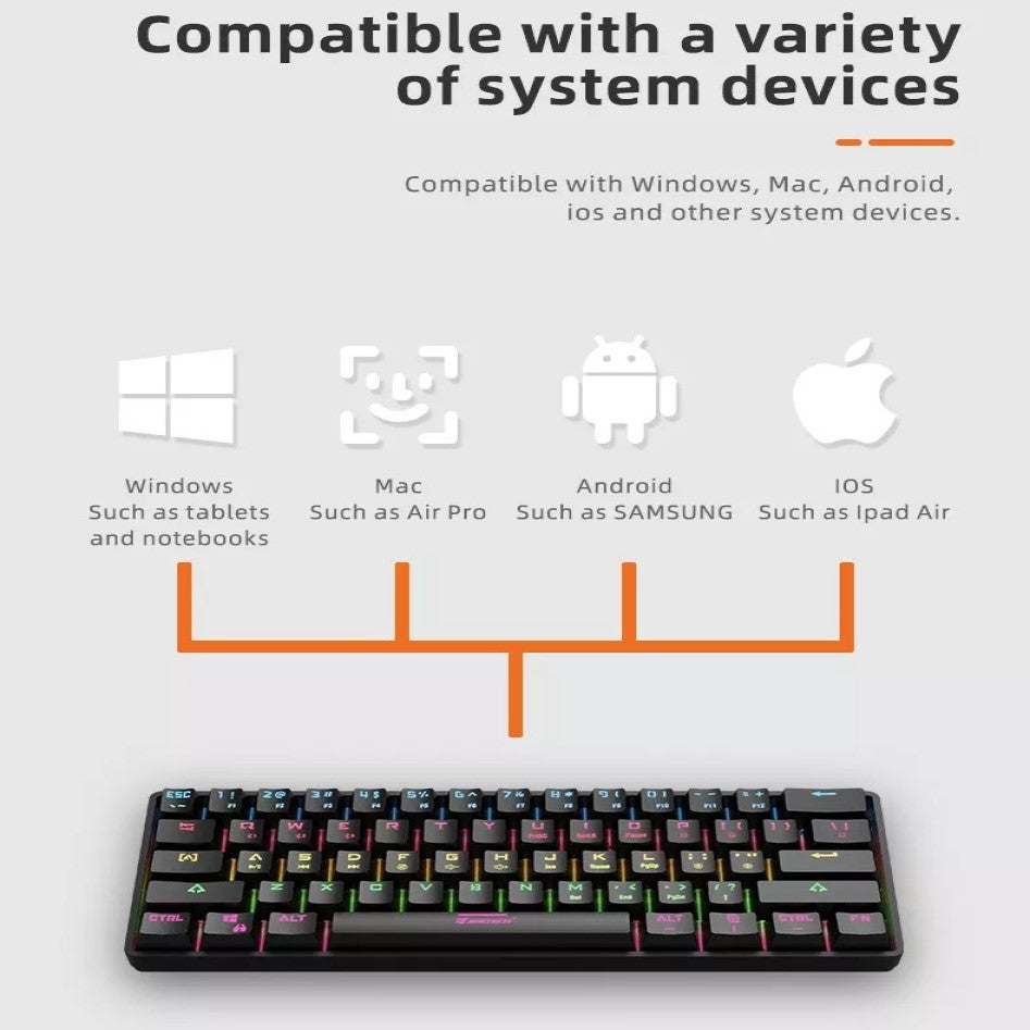 Teclado Mecánico Gamer RGB Bluetooth Switch Blue 60% JK530