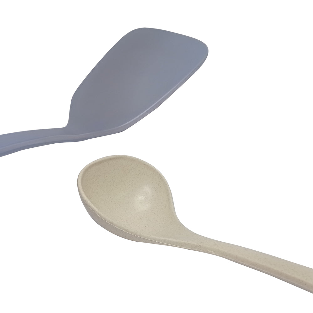Set x2 Espátula Turner y Cucharón Plástico Antiadherente Cocina