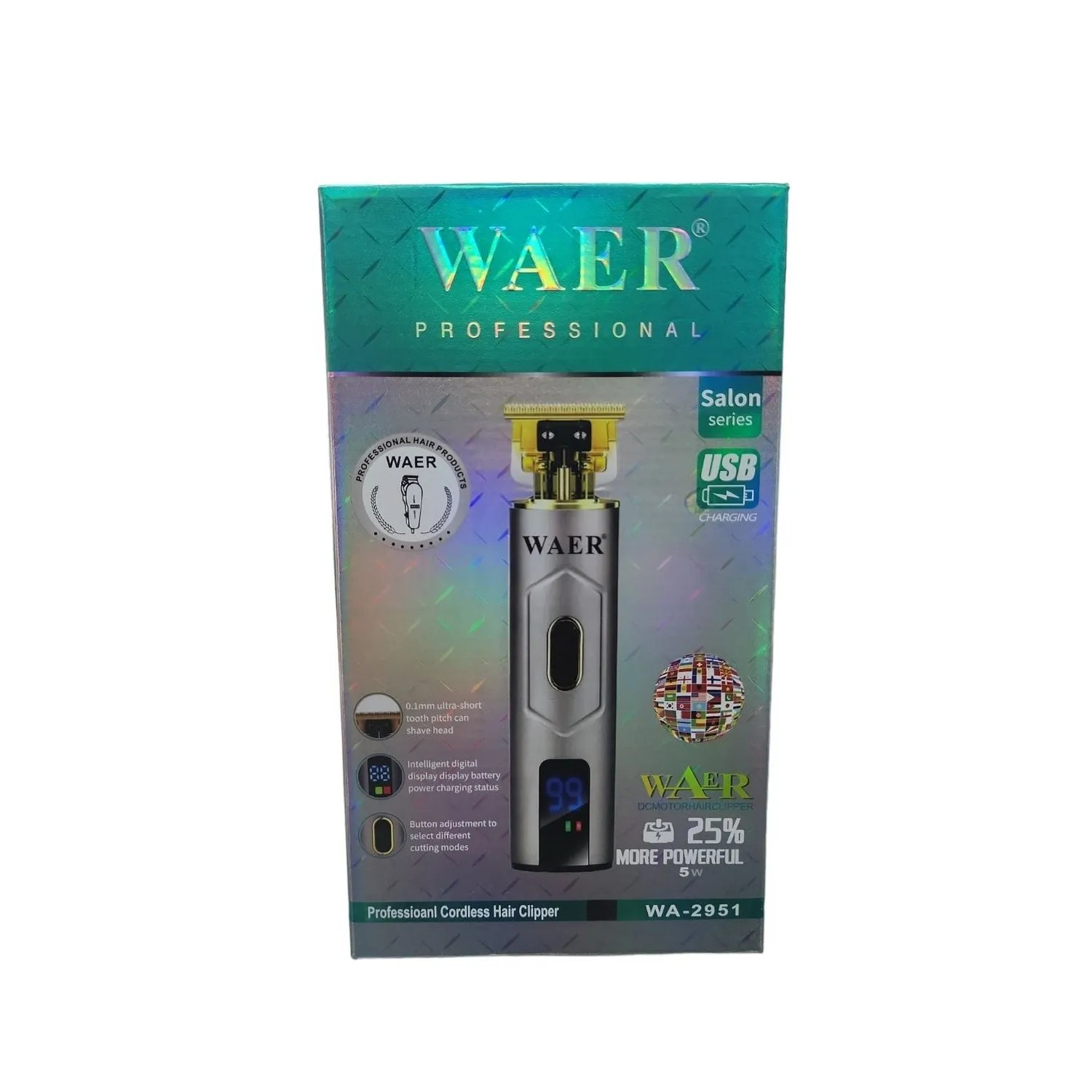 Maquina Profesional Inalambrica para Cabello Barba Wa-2951 Perfecta para cortes precisos