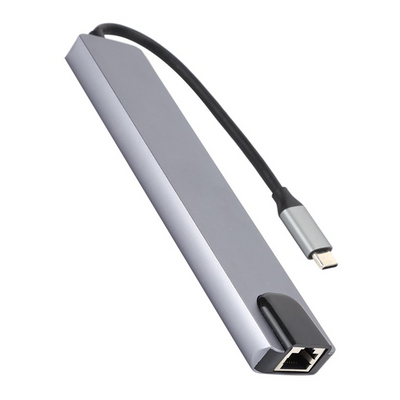 HUB Multipuerto Adaptador 8 en 1 A Tipo C TF SD RJ25 USB 3.0 - Tienvir
