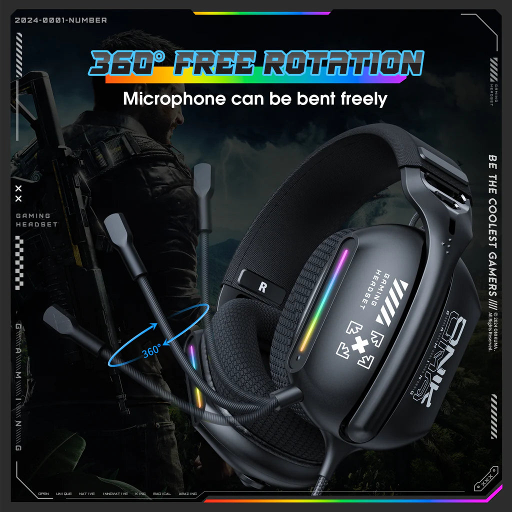 Auriculares Gamer ONIKUMA X12 RGB • USB + Jack 3.5 mm • Micrófono Omnidireccional • 40 mm