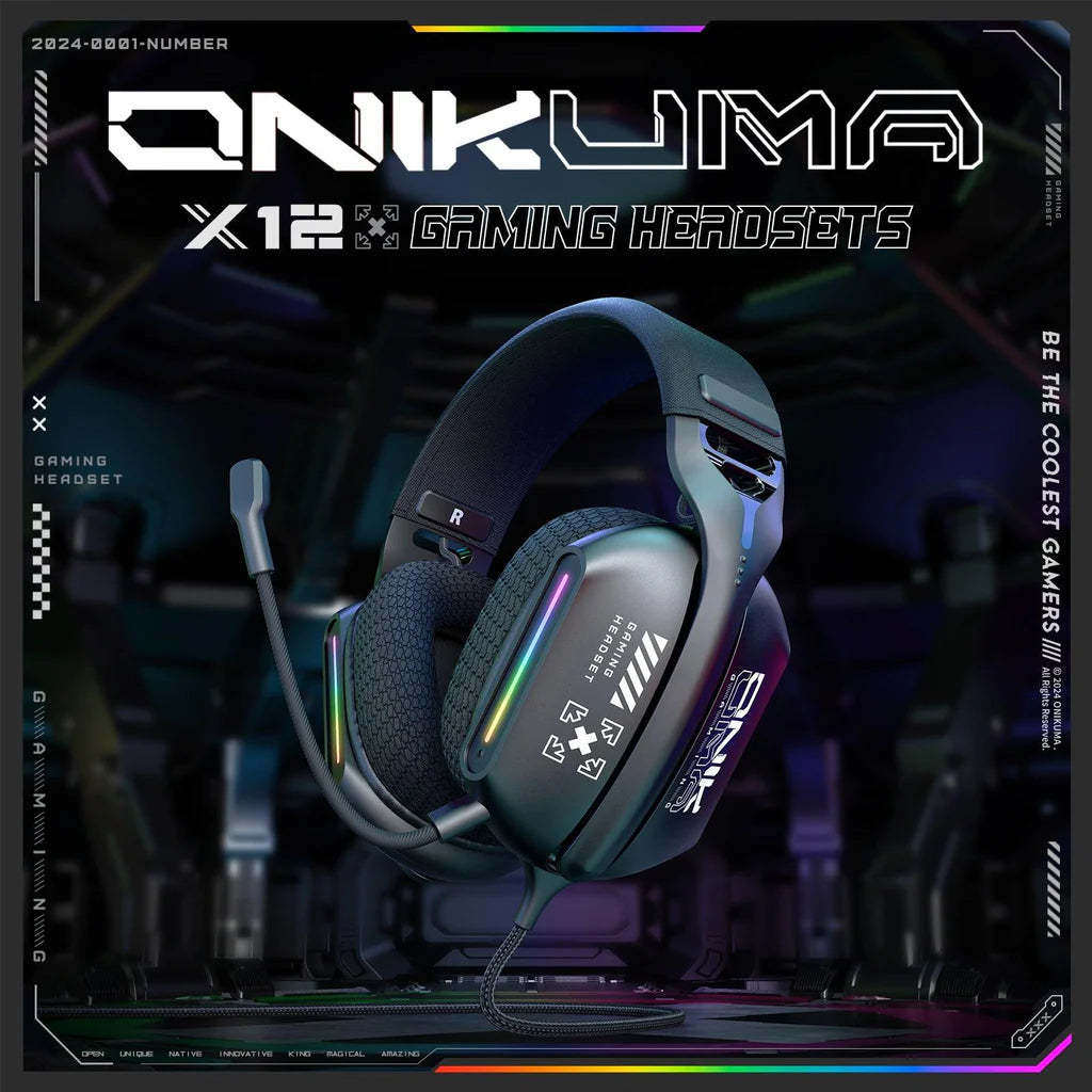 Auriculares Gamer ONIKUMA X12 RGB • USB + Jack 3.5 mm • Micrófono Omnidireccional • 40 mm