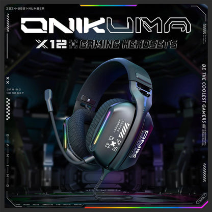 Auriculares Gamer ONIKUMA X12 RGB • USB + Jack 3.5 mm • Micrófono Omnidireccional • 40 mm