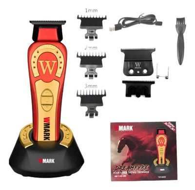 Máquina Peluquería Profesional Wmark NG-8230 Roja Inalámbrica Recargable