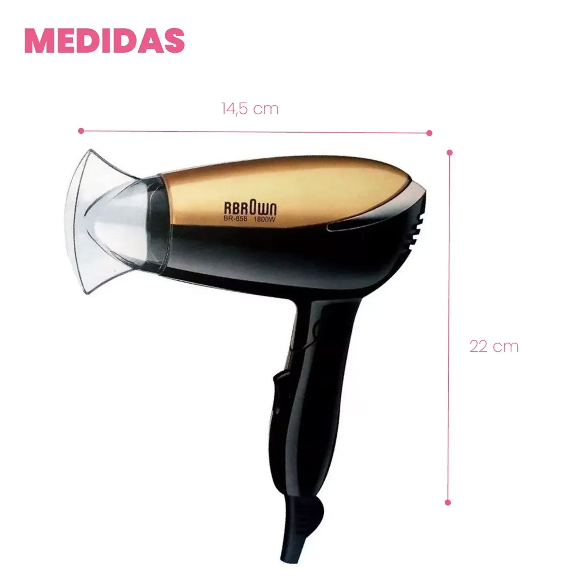 Secador de Cabello Portátil BR-858 1800W de Secado Eficiente