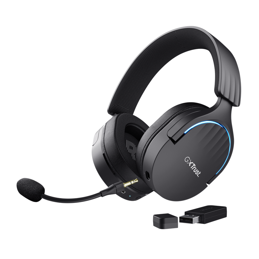 Auriculares Gamer Trust Fayzo Wireless (GXT 491) – 50 mm • 7.1 Virtual • Dual Wireless • RGB
