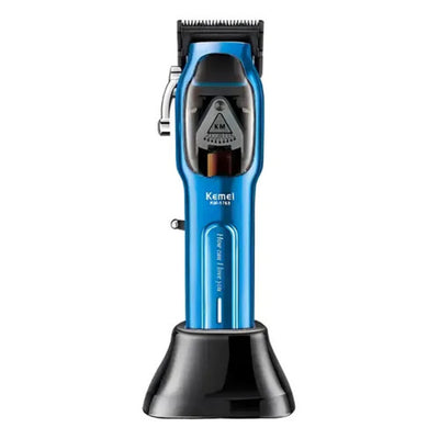 Máquina de Corte Profesional KM-1763 Azul Recargable 5V – Cortadora Peluquera