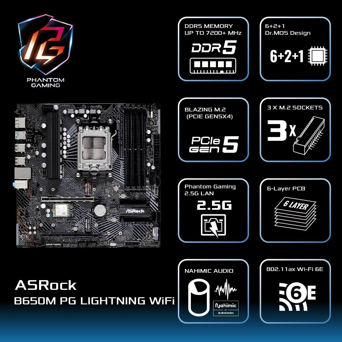 Placa Madre AsRock B650M Pg Lightning WIFI