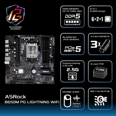 Placa Madre AsRock B650M Pg Lightning WIFI - Tienvir