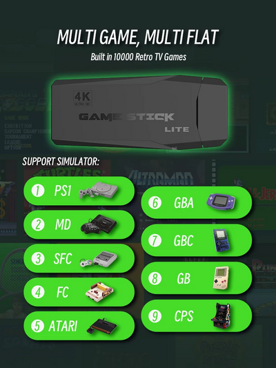 CONSOLA RETRO 4K HDMI 2 CONTROLES INALAMBRICOS - Tienvir