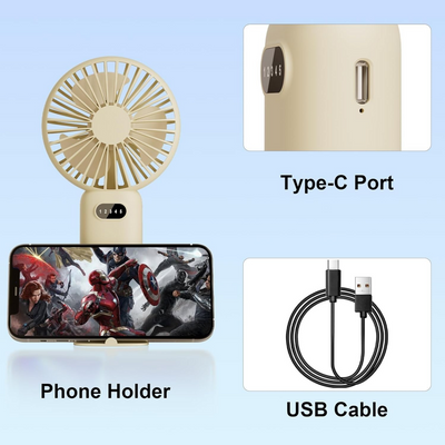 Ventilador portátil USB recargable, 5 velocidades y batería de larga duración para mano. - Tienvir