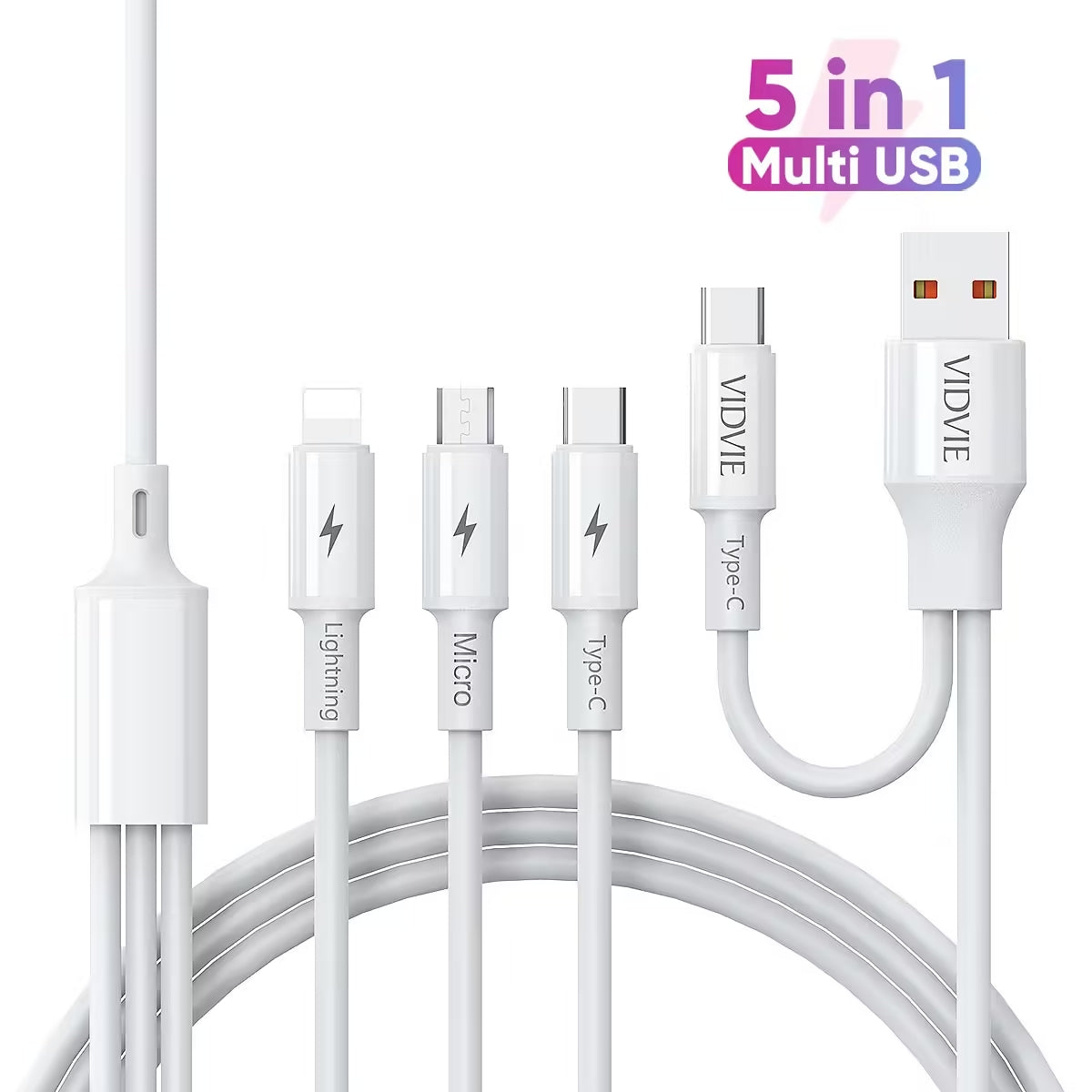 CABLE 3 EN 2 TIPO C Y USB A TIPO C IP Y V8 VIDVIE CB4010