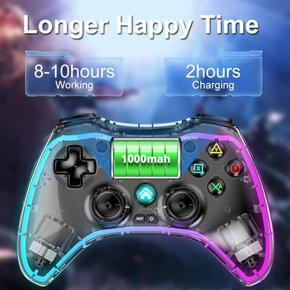 Control Inalámbrico Transparente RGB para PS4