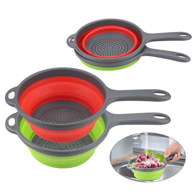 Colador Escurridor Silicona Plegable Para Frutas Y Verduras - Tienvir
