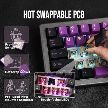 Epomaker EK68 – Teclado Mecánico 65% Gasket-Mount • Triple Conectividad