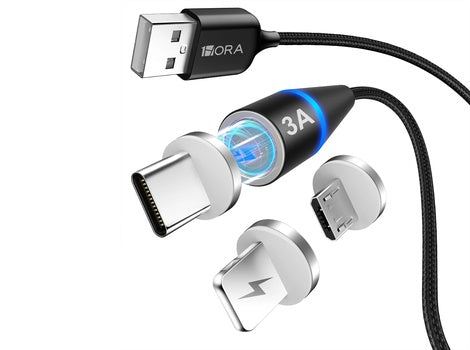 Cable Magnetico 3 Puntas Iman V8 Tipo C iPhone
