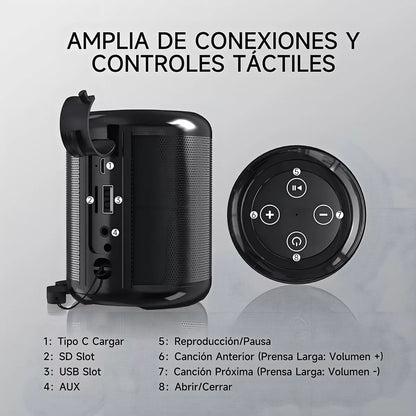 Parlante Bluetooth Portátil 1Hora Altavoz Inalámbrico Portátil con USB/TF/AUX BOC062