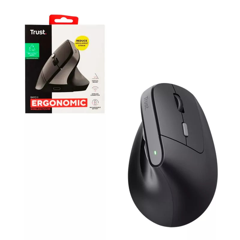Trust Bayo – Mouse Ergonómico Inalámbrico Recargable • 800-2400 DPI