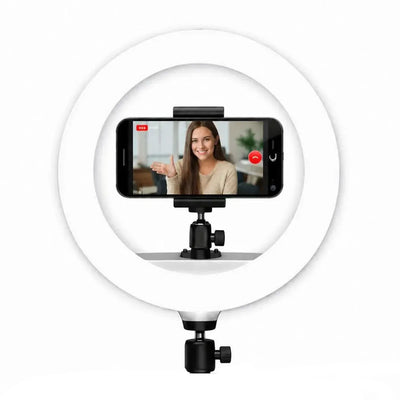Aro de Luz LED 26 cm USB con Soporte para Celular – 3 Tonos de Luz