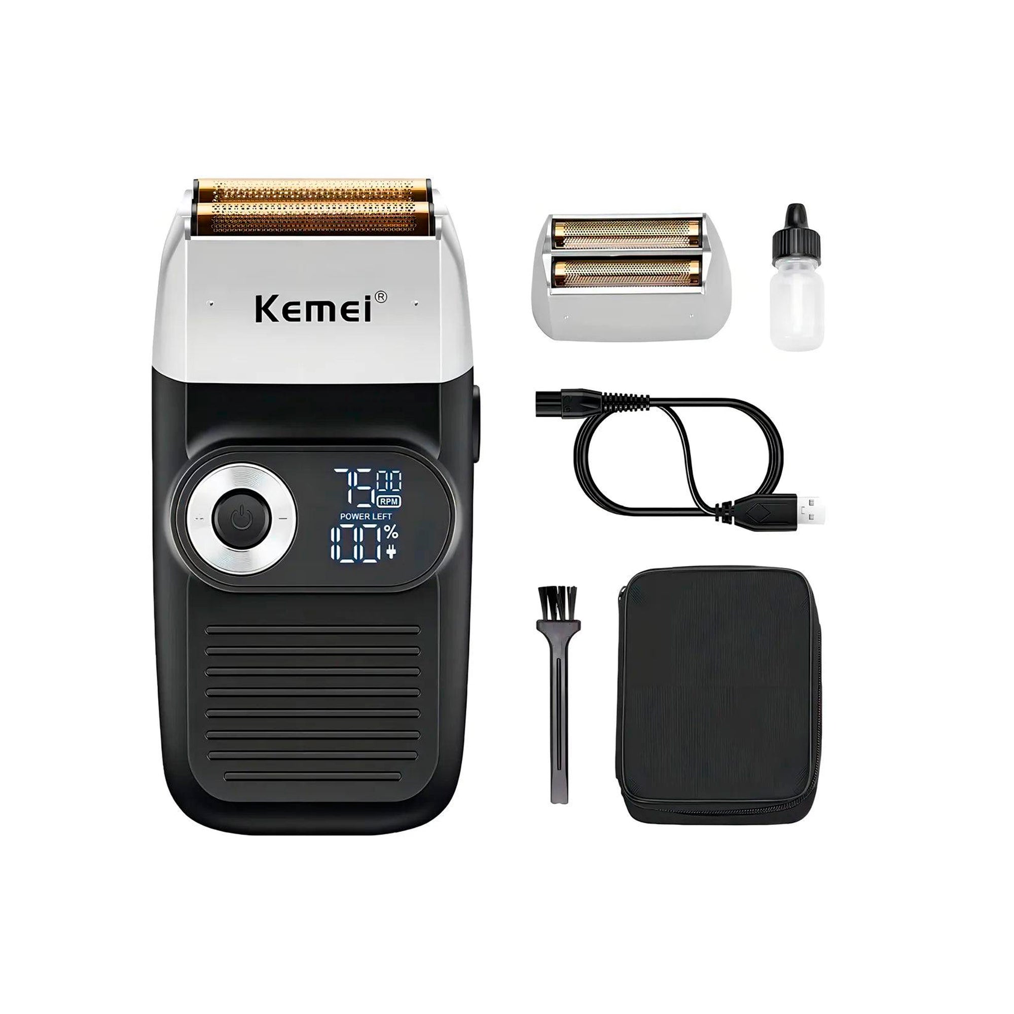 Afeitadora Kemei KM-2026 Profesional – Acabado al Ras con Pantalla LCD - Tienvir