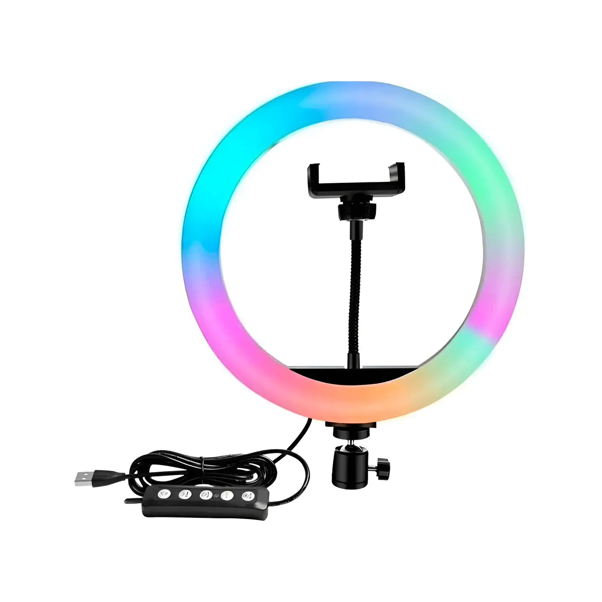 Aro de Luz LED 26 cm USB con Soporte para Celular – 3 Tonos de Luz