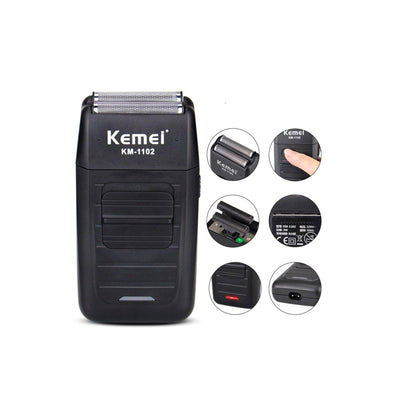 Afeitadora Kemei KM-1102 Recargable – Acabado Profesional al Ras - Tienvir