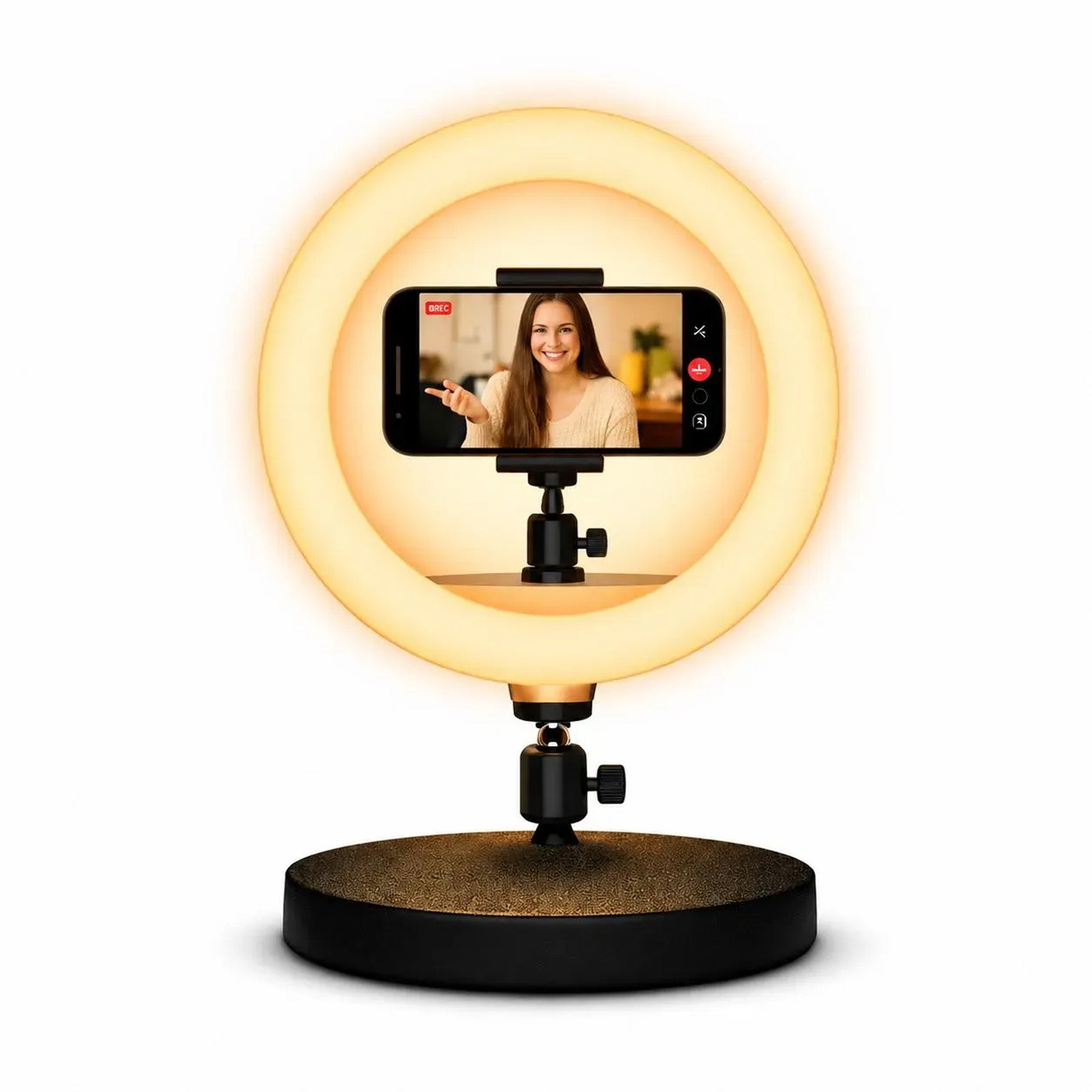 Aro de Luz LED 26 cm USB con Soporte para Celular – 3 Tonos de Luz