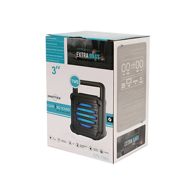 Parlante Bluetooth GTS-1363 Portátil Recargable con Luces RGB y Sonido Estéreo