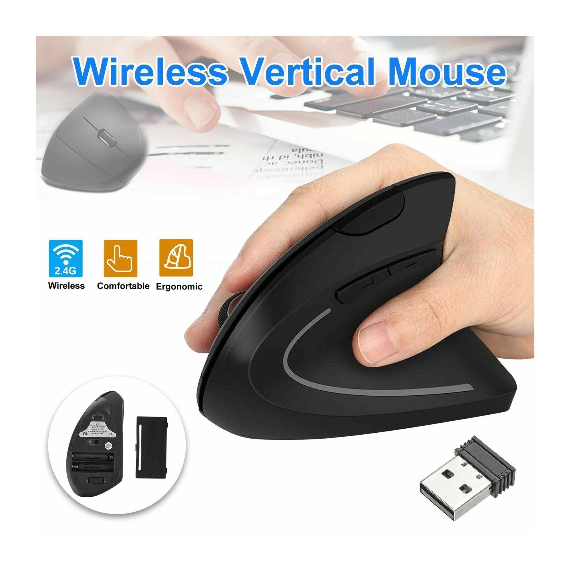 Mouse Ergonómico Inalámbrico Vertical 2.4 GHz USB