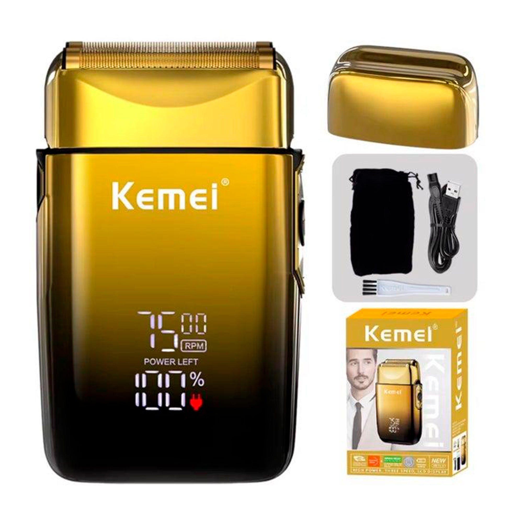 Afeitadora Kemei KM-TX10 Profesional – Pantalla LCD y Acabado al Ras - Tienvir