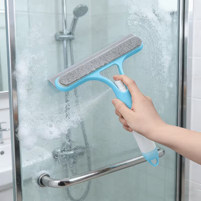Limpiador de Vidrios con Spray Integrado y Mopa de Microfibra Reutilizable