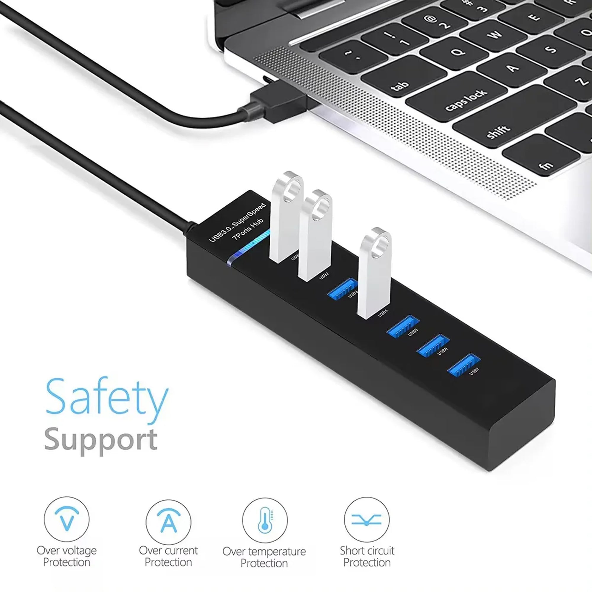 Hub USB de 7 Puertos Q-507 Multipuerto Plug & Play con Diseño Compacto