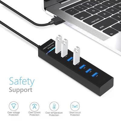 Hub USB de 7 Puertos Q-507 Multipuerto Plug & Play con Diseño Compacto