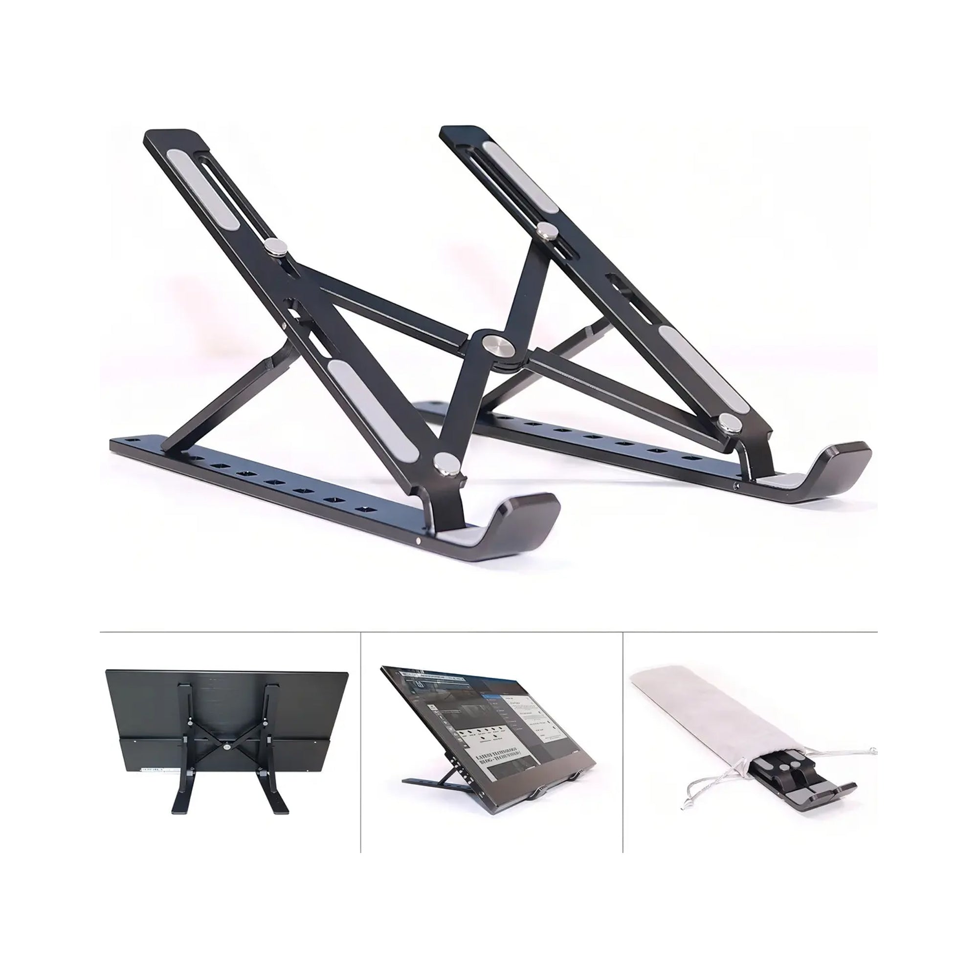 Soporte Metálico Reclinable para Computador Portátil con Altura Ajustable