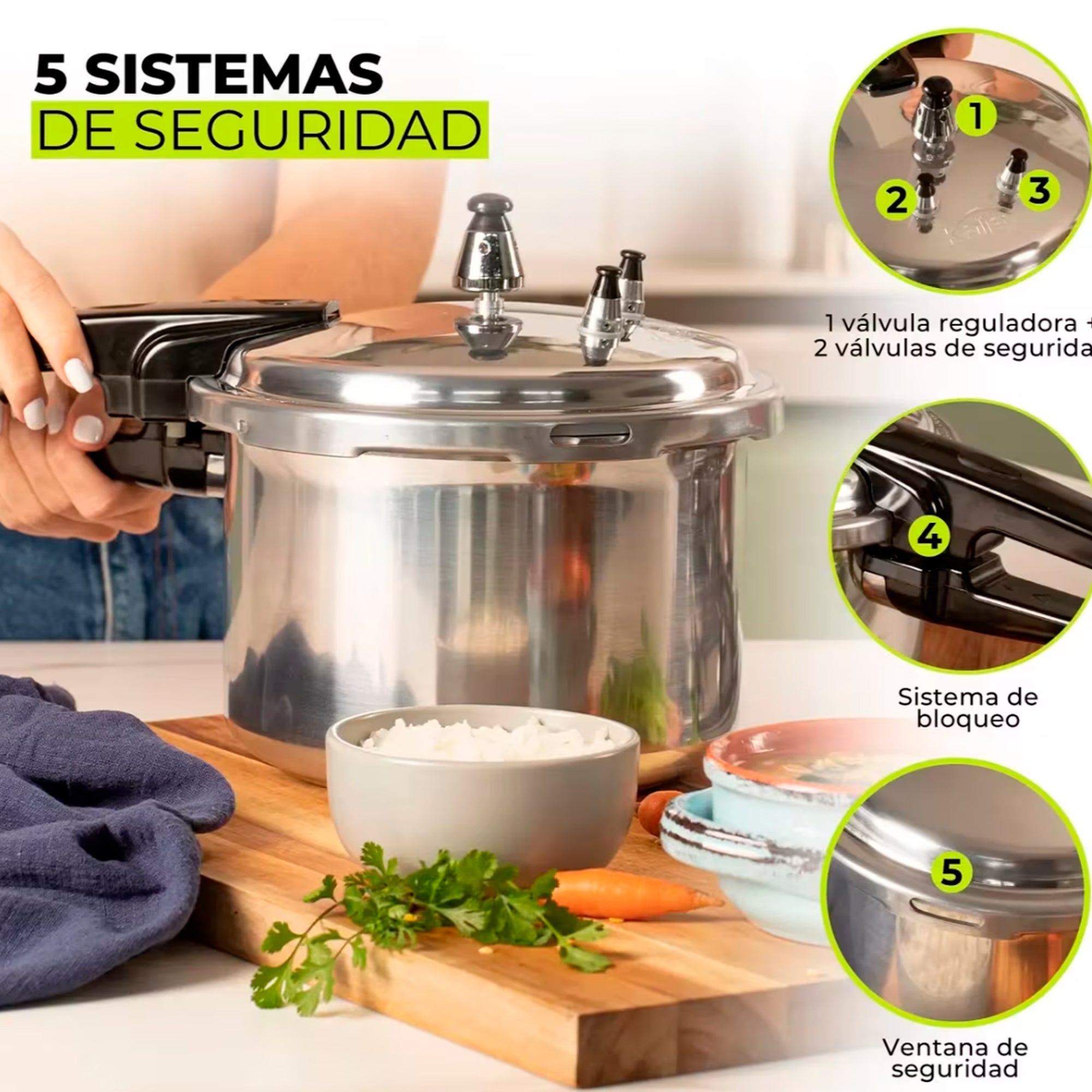 Olla a Presión Kalley 4.2 Litros Cierre Externo K-OPAL4.2 - Tienvir