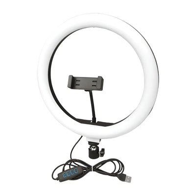 Aro de Luz LED 26 cm USB con Soporte para Celular – 3 Tonos de Luz