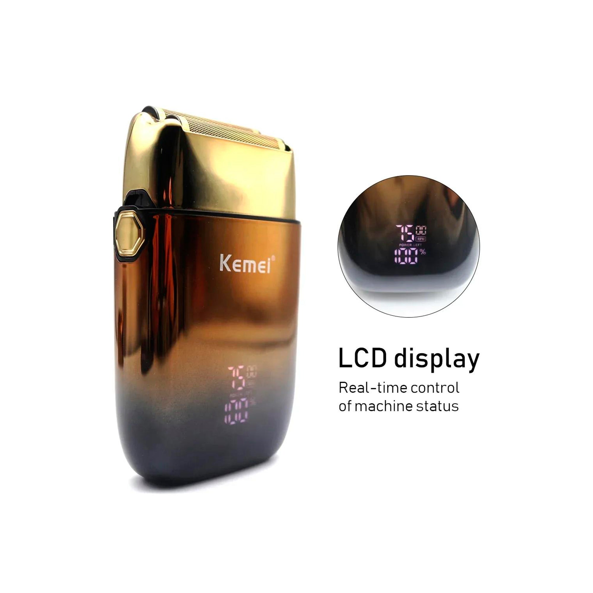 Afeitadora Kemei KM-TX10 Profesional – Pantalla LCD y Acabado al Ras - Tienvir