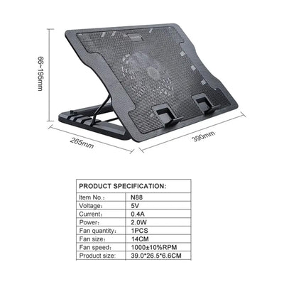 Base Refrigerante para Portátil con Ventilador y Luz LED