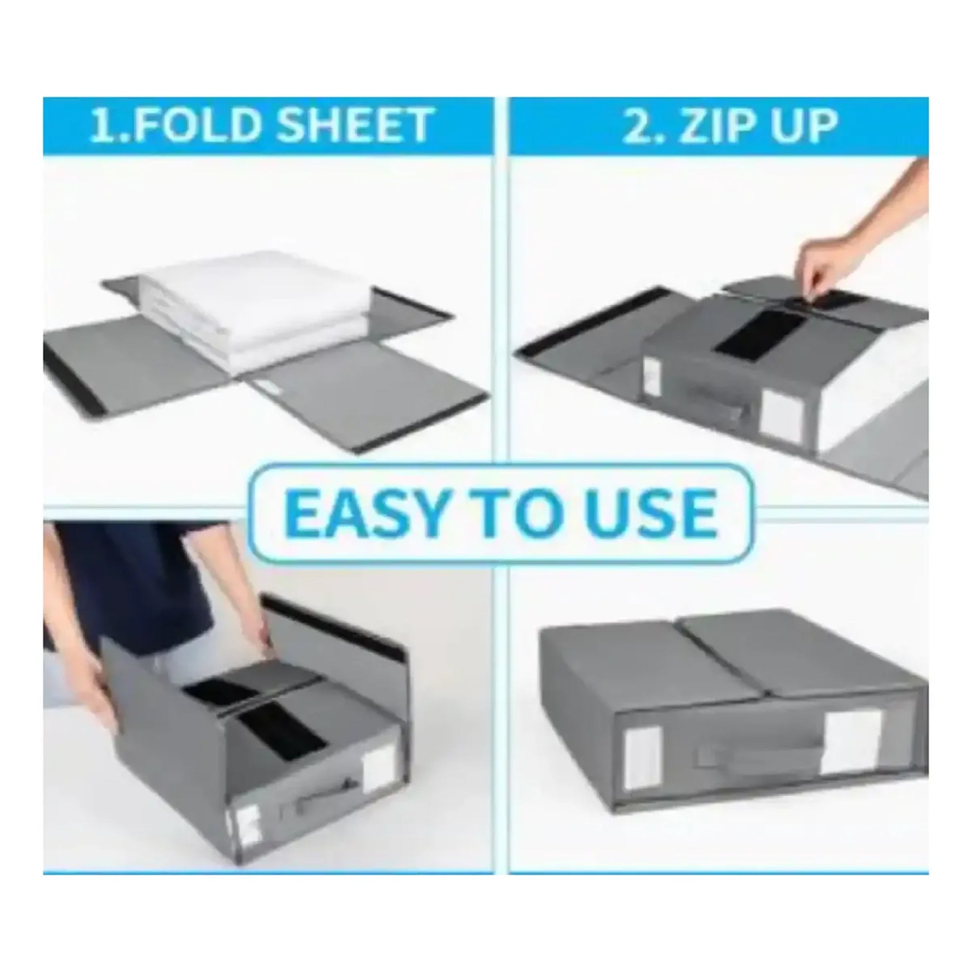 Organizador de Tela Oxford para Ropa de Cama con Ventana Transparente y Cremallera
