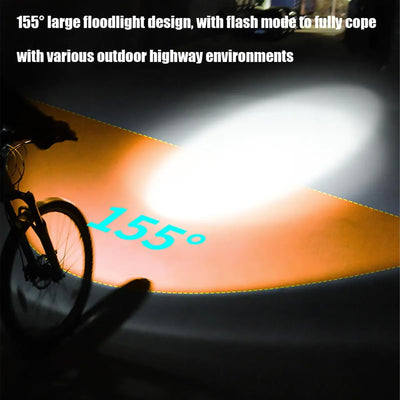 Luz Delantera para Bicicleta Recargable Solar y USB con Pantalla Digital LED