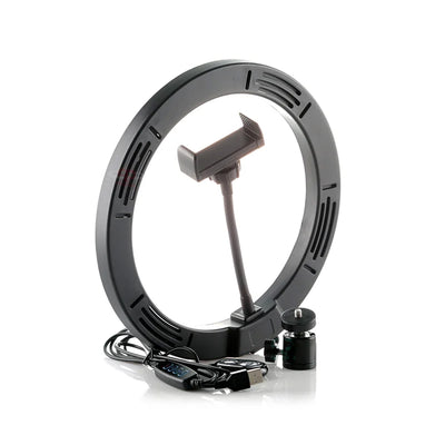 Aro de Luz LED 26 cm USB con Soporte para Celular – 3 Tonos de Luz