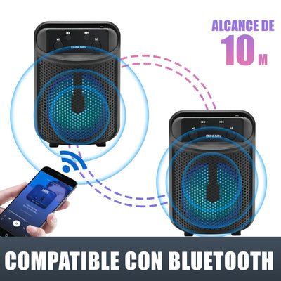 Parlante Bluetooth GTS-2288 Portátil Recargable con Luces RGB y Sonido Estéreo