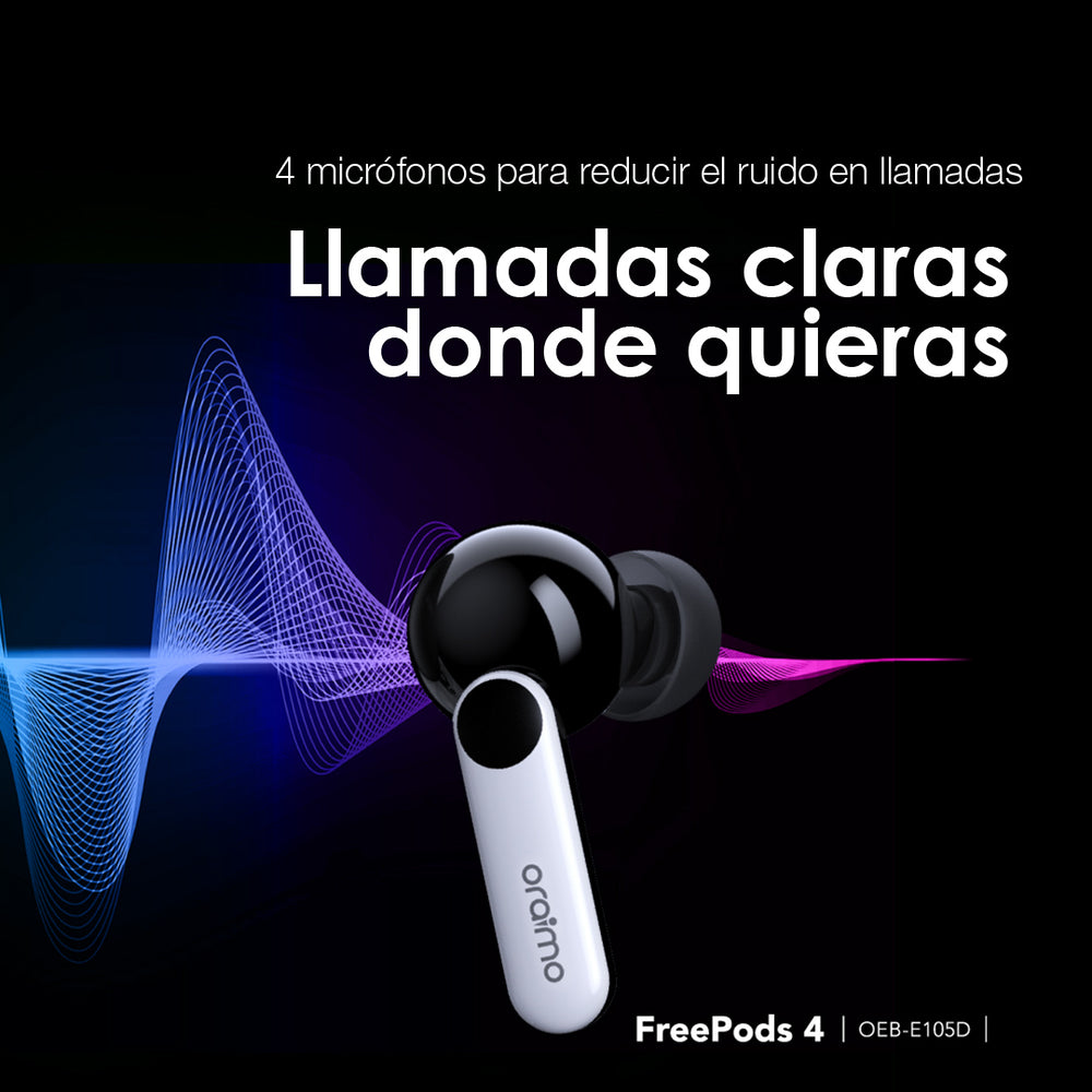 Audífonos Bluetooth con Cancelación de Ruido Activa FreePods 4