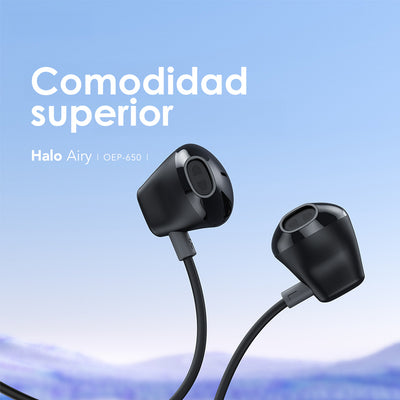 Audífonos Ergonomicos Tipo C Ultra Duraderos Halo Airy Negros - Tienvir