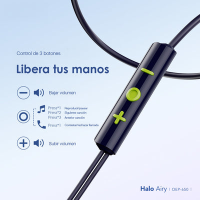 Audífonos Ergonomicos Tipo C Ultra Duraderos Halo Airy Negros - Tienvir