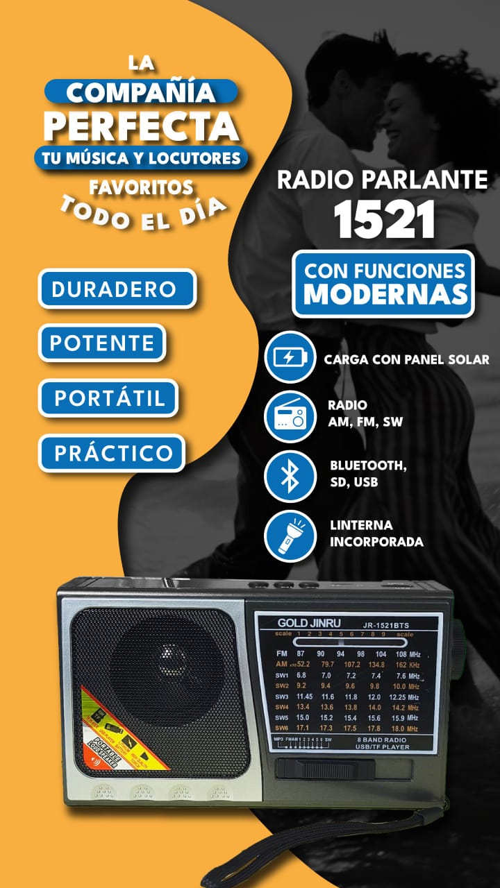 Radio de Emergencia Recargable con Parlante y Linterna | FM/AM/SW 1521