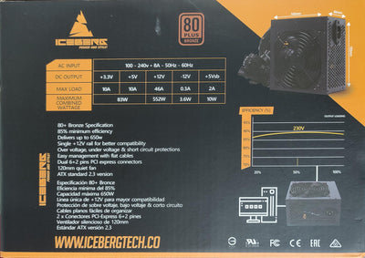 Fuente de poder Iceberg 650-BX 80+ BRONCE - Tienvir